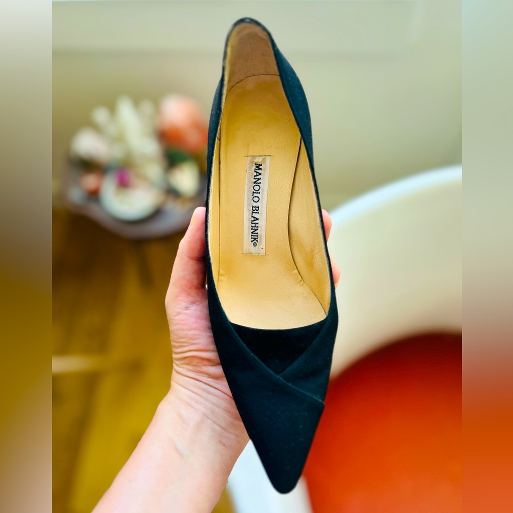 🖤 HP 🖤 Manolo Blahnik BB Textile-and-Suede Pump, EUC